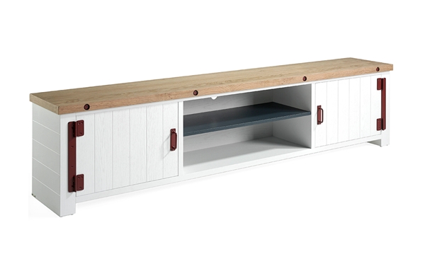 mueble tv waco en roble marinado, en fresno y metal