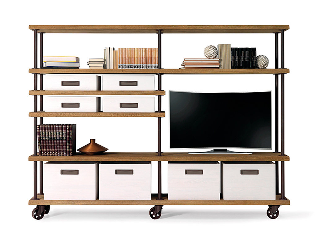 estantería de estilo industrial de 250cm con ruedas