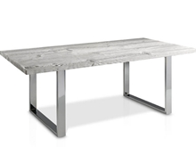 Evolución Dining Table with Glass Top and Square Metal Legs