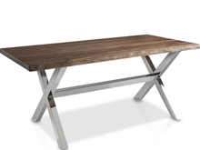 Evolucion Dining table with trunk side and metal legs.